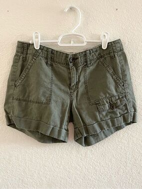 Anthropologie PAPER BOY Khaki Green Shorts Mid-Rise Sz 4 Outdoorsy
